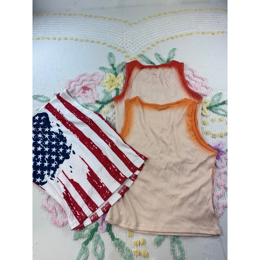 Shein American Flag & Love Girl Graphic Tank Tops Set of 3 M - Picture 6 of 6